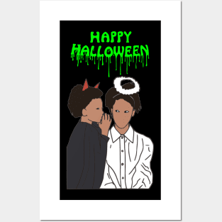 happy halloween whisper kids green Posters and Art